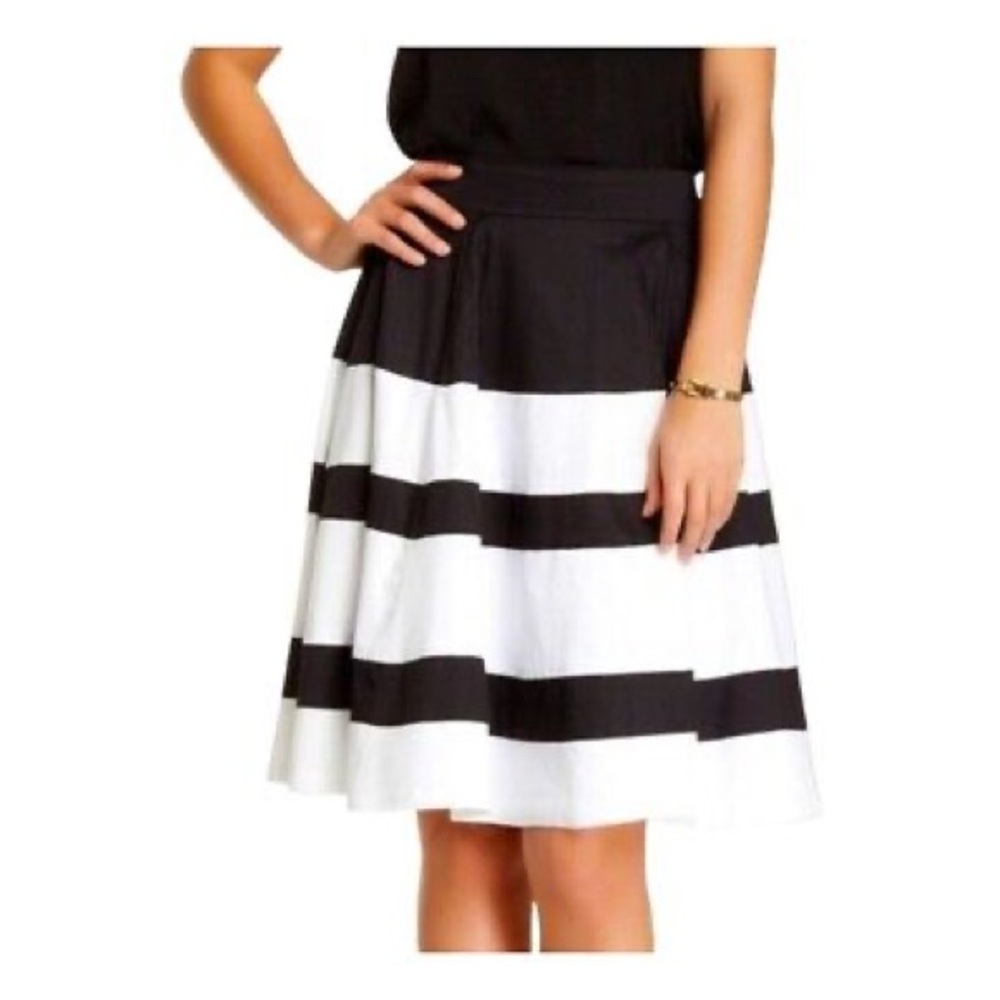 Amanda and Chelsea Black & White Cotton A-line Skirt Size: 4. Used